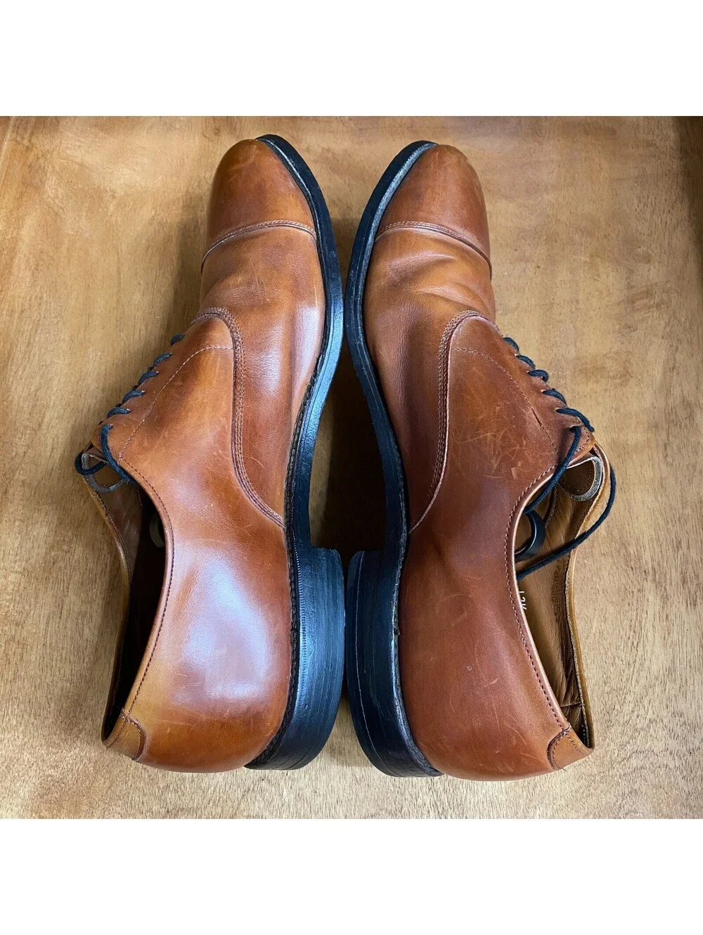 Allen Edmonds Park Avenue Mens 12.5 C Oxford Dress Shoes Brown Leather Cap Toe